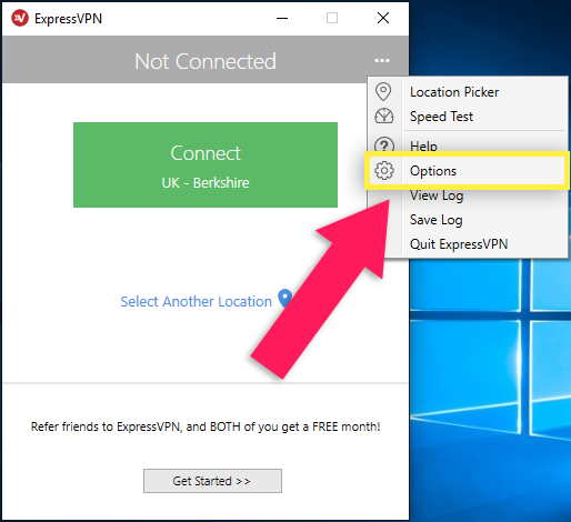 Click the three dots to access ExpressVPN's options