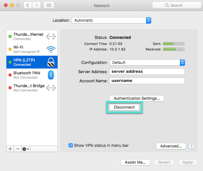 disconnect l2tp manual