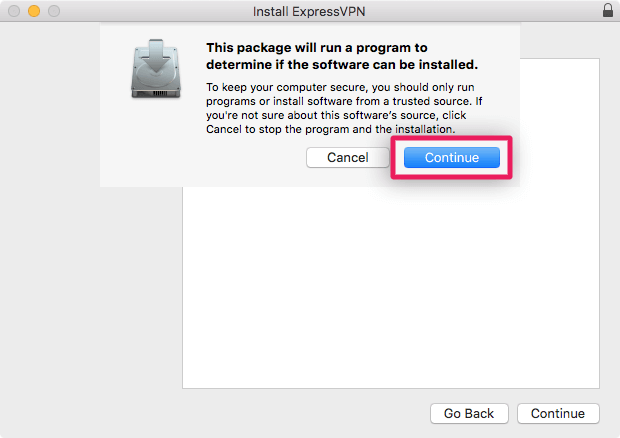 continue to install the package