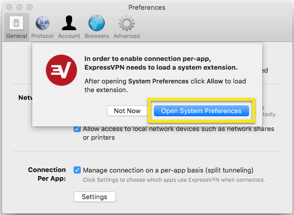 open system preferences