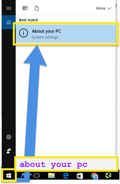 windows 10 about your pc