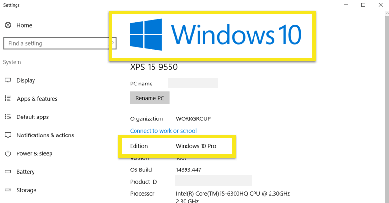 windows 10 edition info