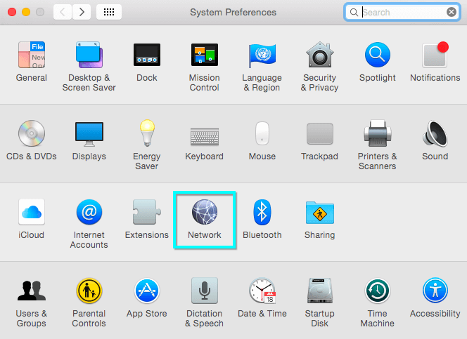 go into the network preferences
