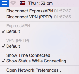 vpn connection in menu bar