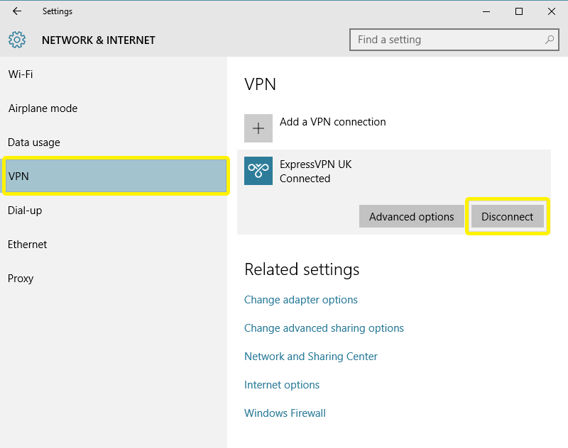 disconnect from the vpn server