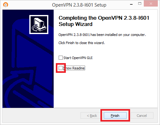 openvpn setup wizard finished for windows