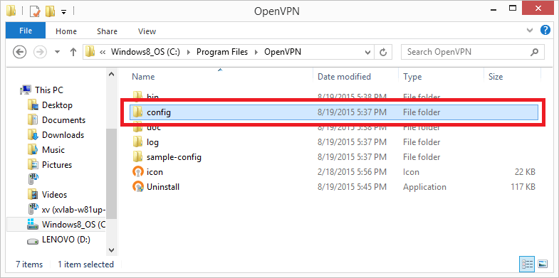 open the openvpn config folder