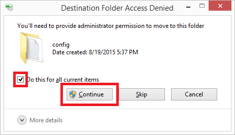 give permission to move into config folder