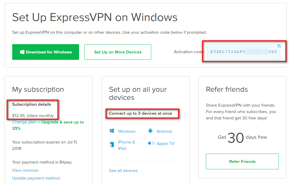 购买ExpressVPN成功，可以下载客户端了