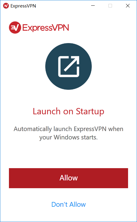 ExpressVPN登陆Windows客户端成功，选择是否开机启动