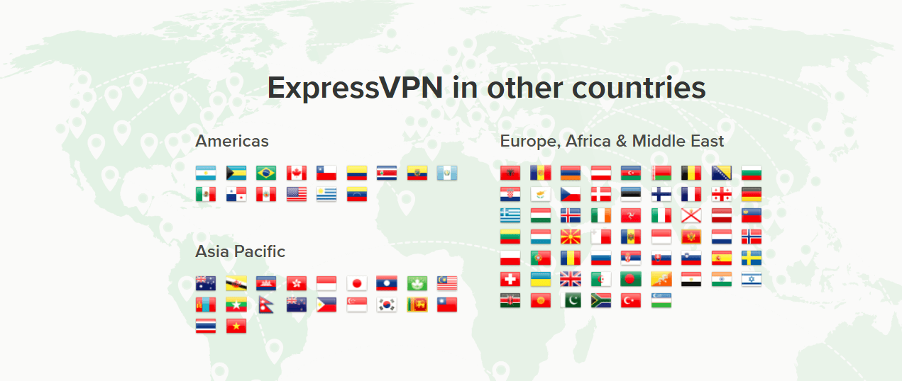 ExpressVPN服务器分布地图
